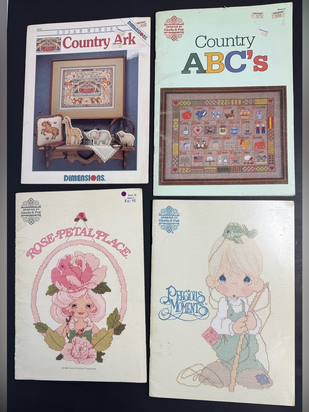 1980s Cross Stitch & Needlepoint Pattern Books Lot of 4 Gloria & Pat Dimensions
